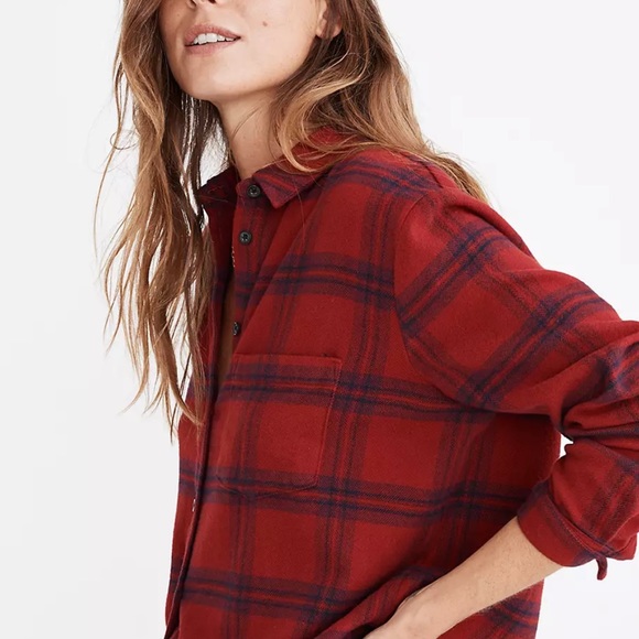 Madewell Flannel Oversized Ex-Boyfriend Shirt in Windowpane - Picture 3 of 16